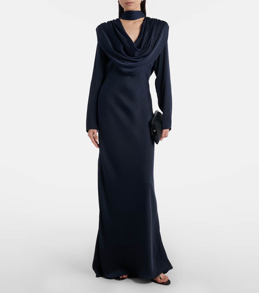 Rotate Birger Christensen Scarf-detail Draped Gown In Blue