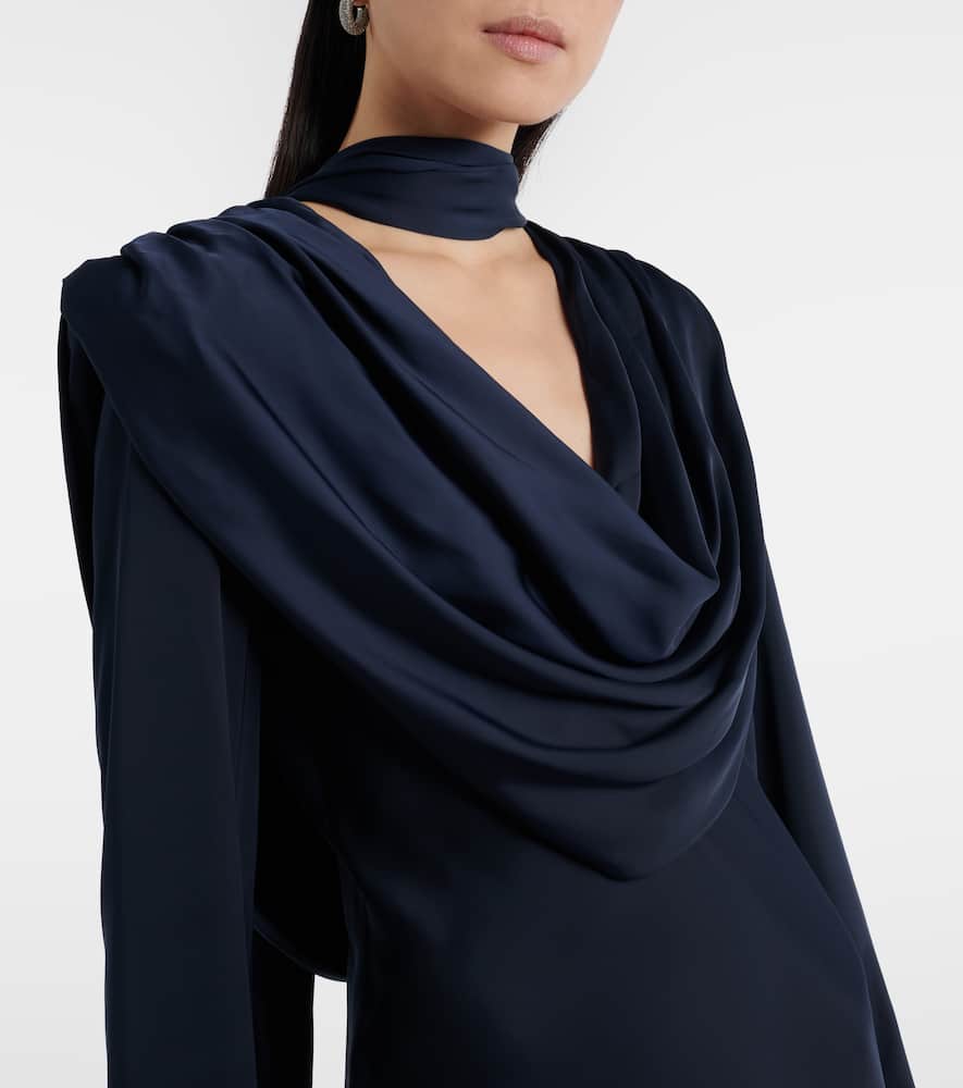 Rotate Birger Christensen Scarf-detail Draped Gown In Blue