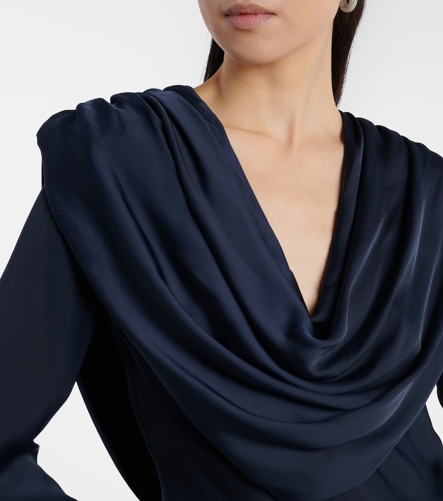 Rotate Birger Christensen Scarf-detail Draped Gown In Blue
