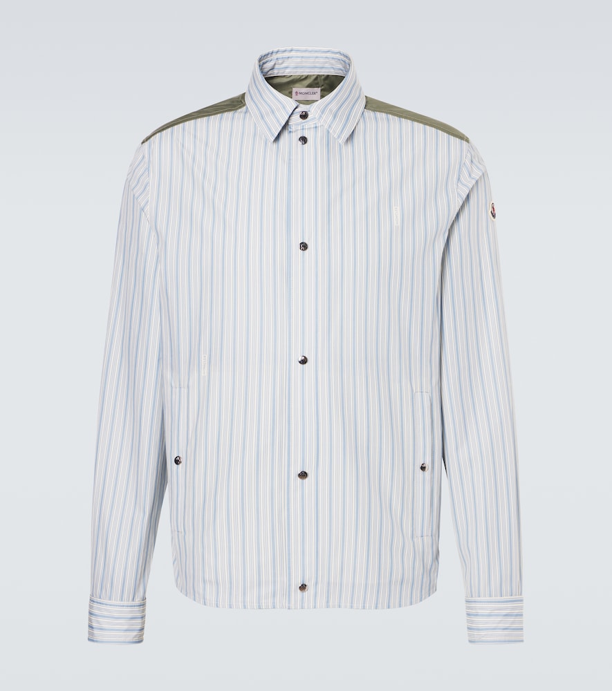Moncler triped cotton poplin zip-up shirt
