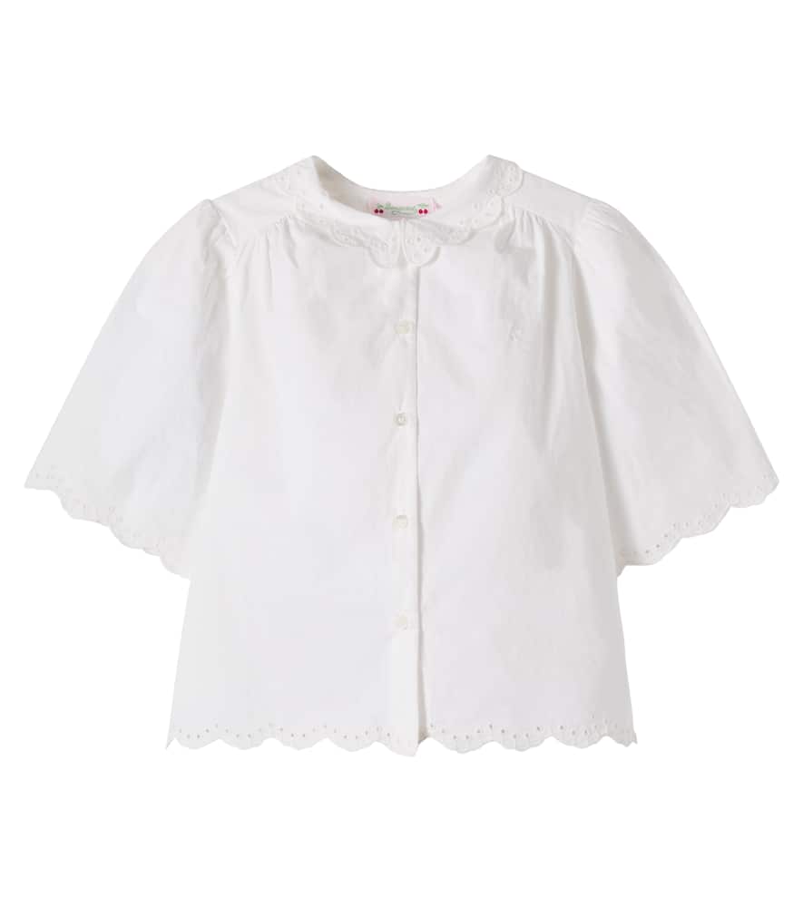 Bonpoint Kids' Lizea Broderie Anglaise Cotton Blouse In White