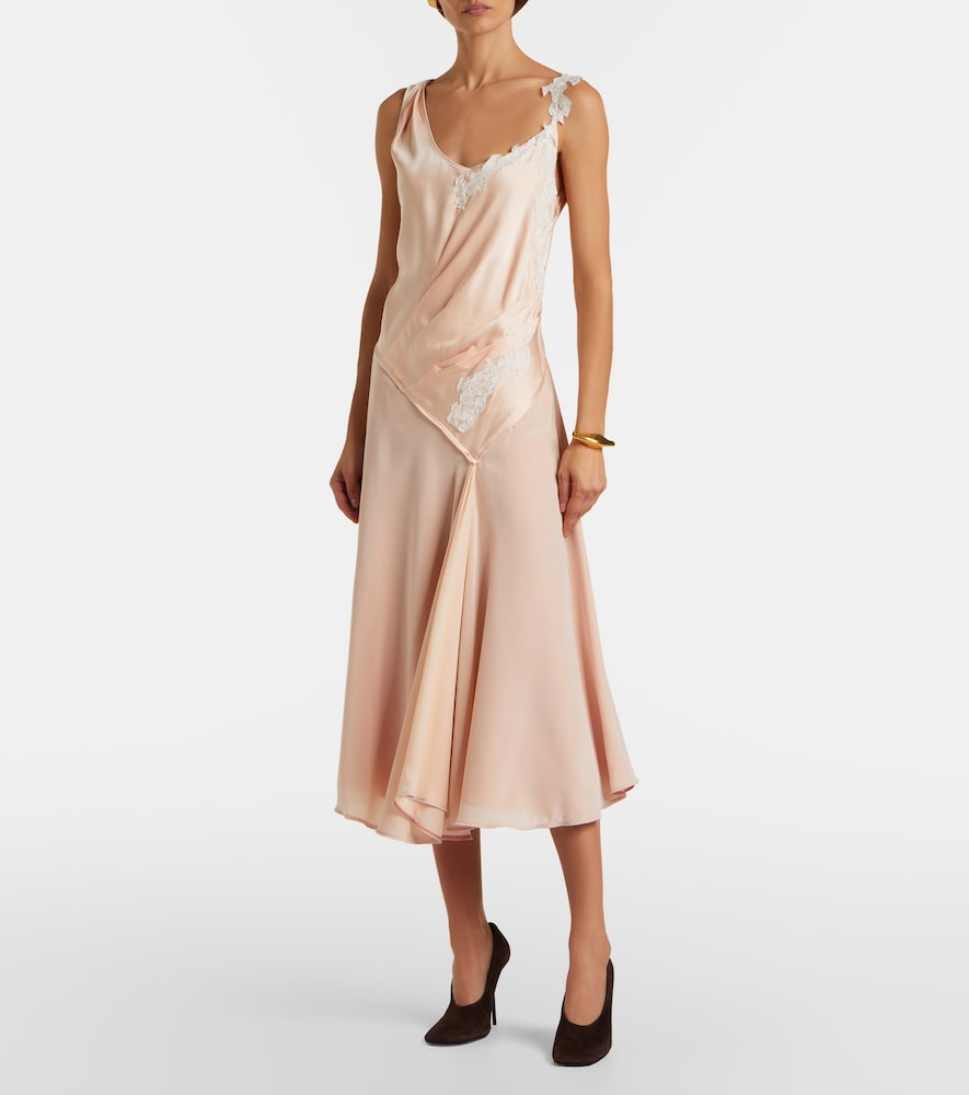 Victoria Beckham Lace-trimmed crêpe satin midi dress