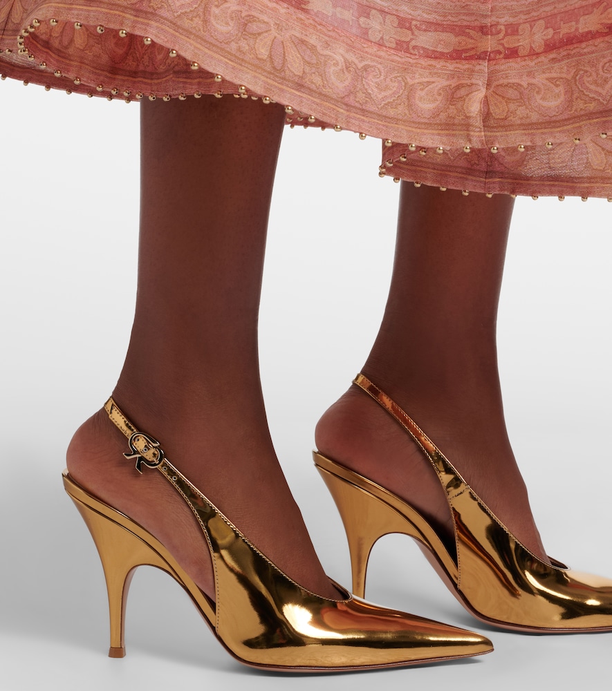 Gianvito Rossi Sofia metallic leather slingback pumps
