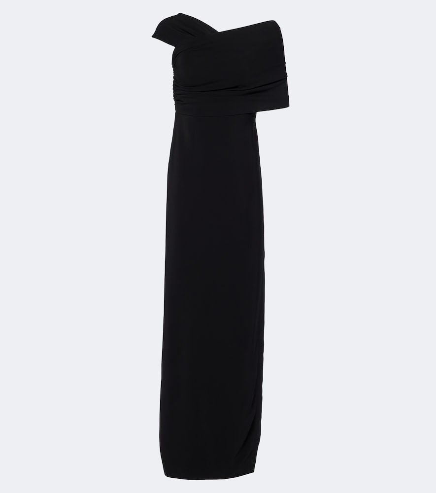 Oscar De La Renta Assymetric Crêpe Gown In Black