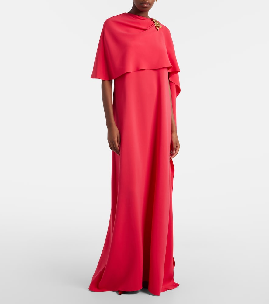 Oscar de la Renta Embellished silk-blend georgette gown
