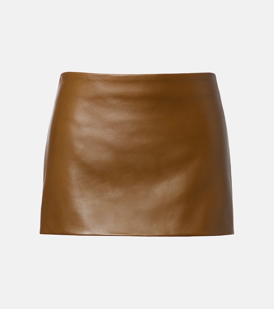 Khaite Women's Brown Jett Leather Miniskirt UK Size 16 - Mytheresa