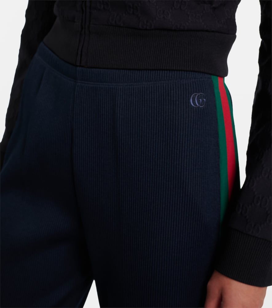  Gucci Gucci Web Stripe Ribbed-knit Jersey Capri Pants 