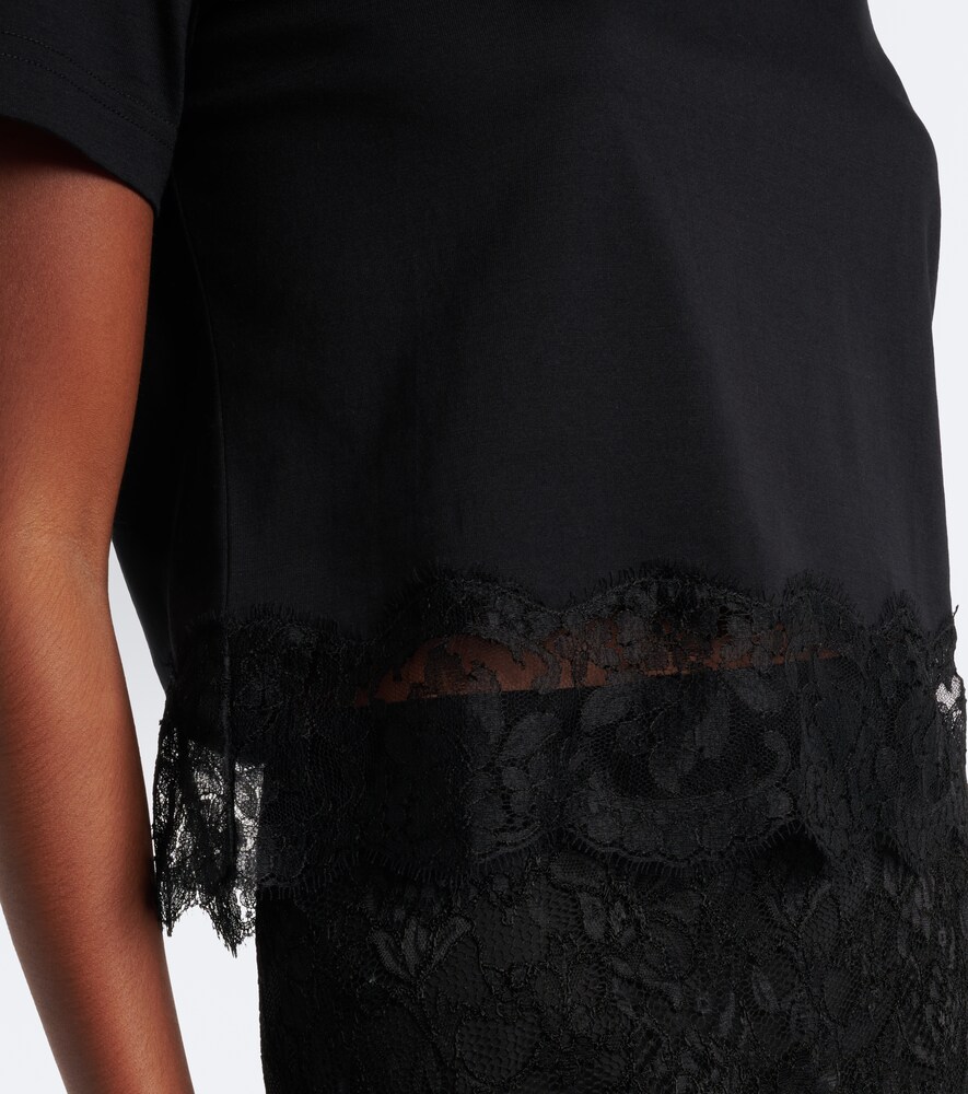 Dolce&Gabbana Dg Lace-Trimmed Cotton-Blend T-Shirt