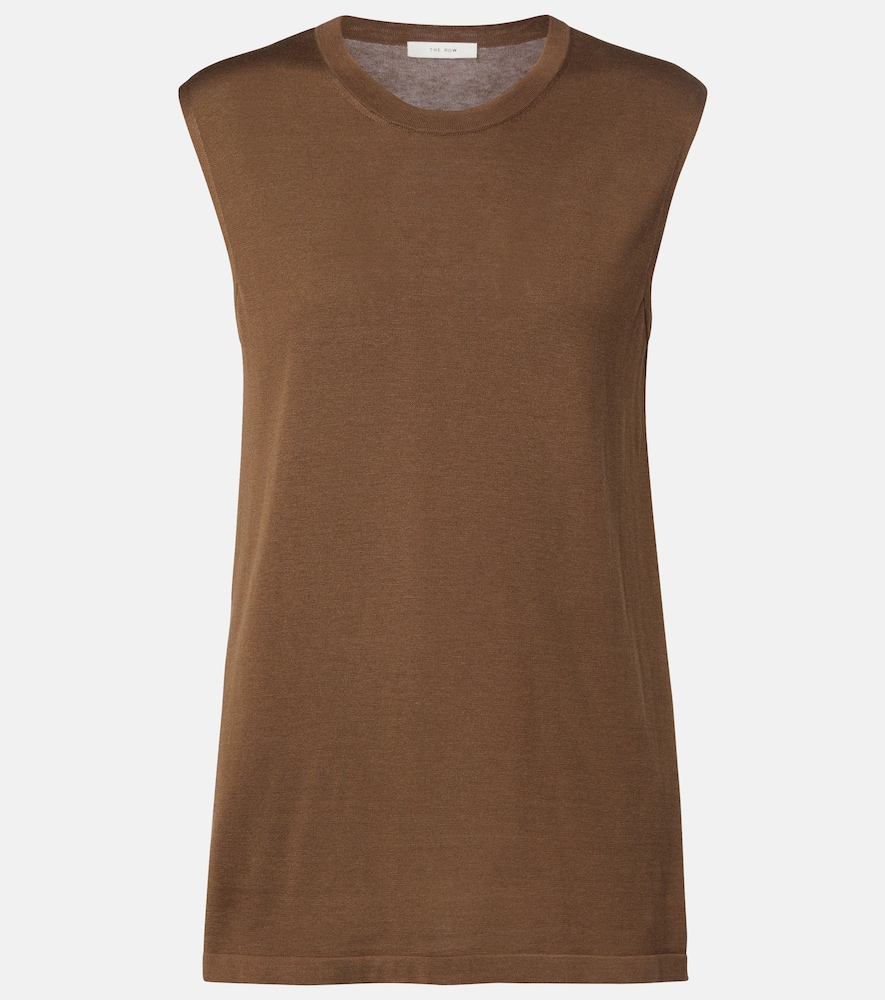 The Row Women's Brown Omima Silk Top UK Size 6 - Mytheresa