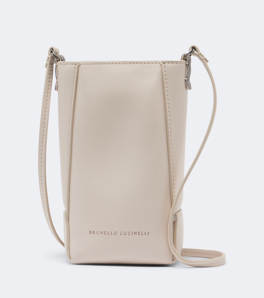 BRUNELLO CUCINELLI Brunello Cucinelli Duo Mini Monili leather phone pouch　ブルネロ・クチネリ デュオ ミニ モニリ レザー フォン ポーチ