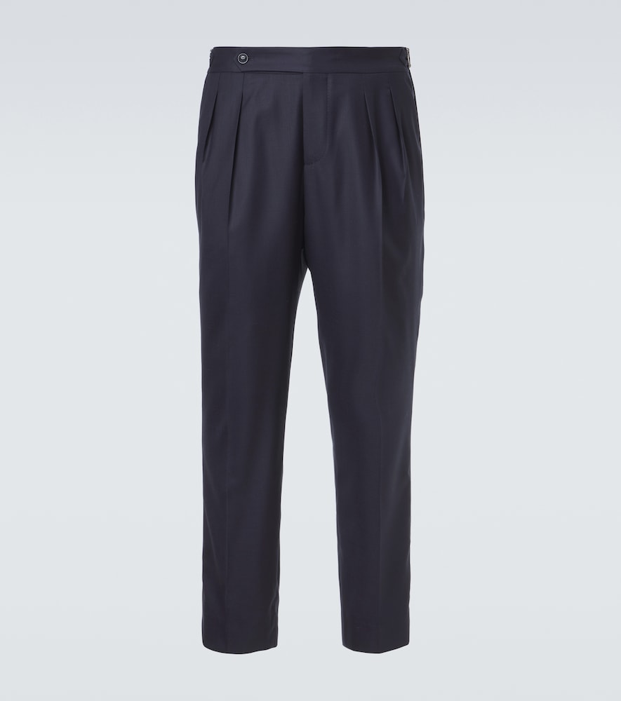 Brunello Cucinelli Men's Blue Wool And Silk Straight Pants UK Size 36 - Mytheresa