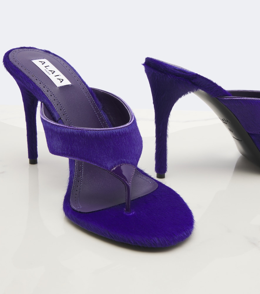 Alaïa Infra Calf Hair Thong Sandals