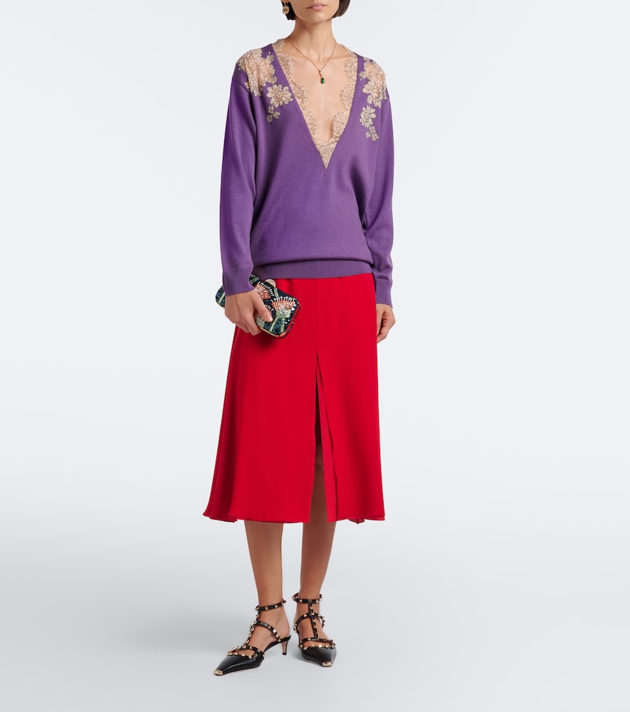 Garavani Lace-Trimmed Virgin Sweater