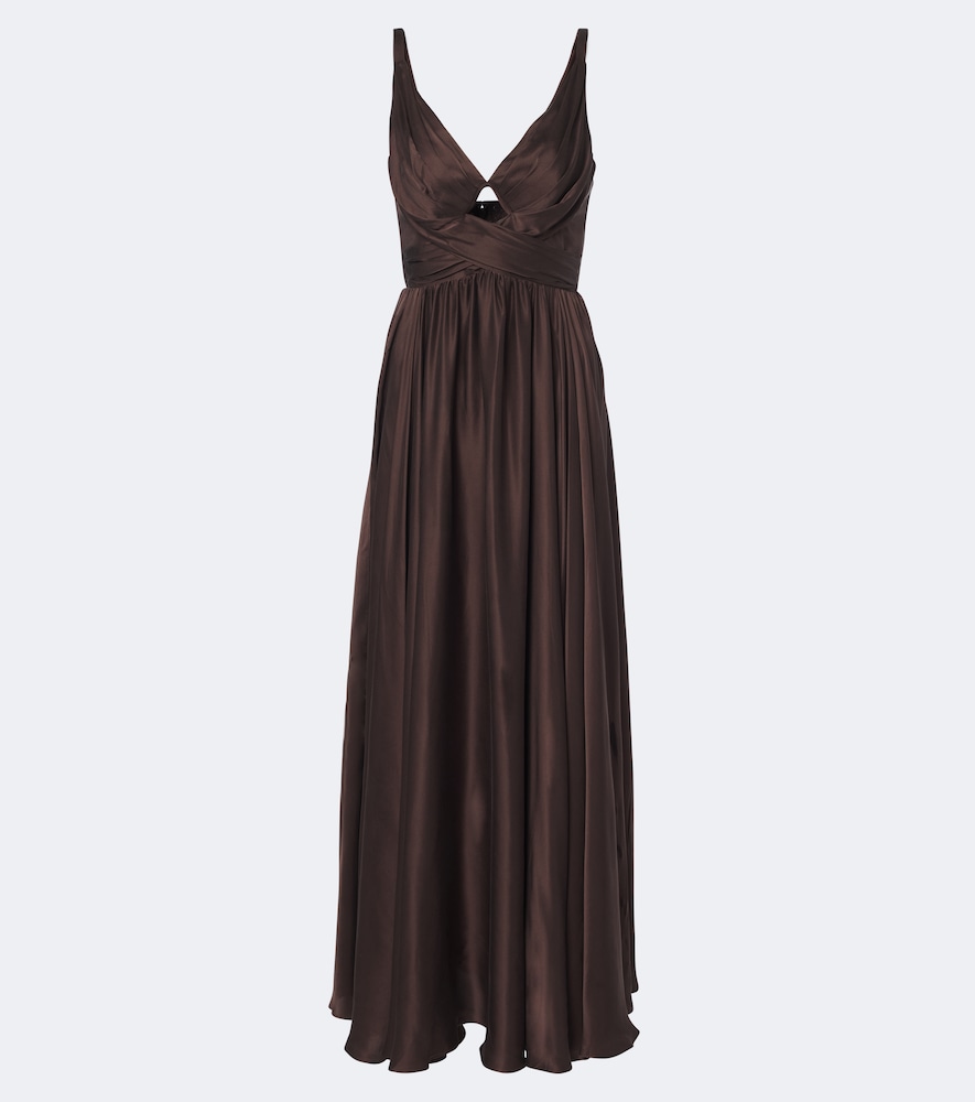 Zimmermann Draped Silk Maxi Dress In Braun