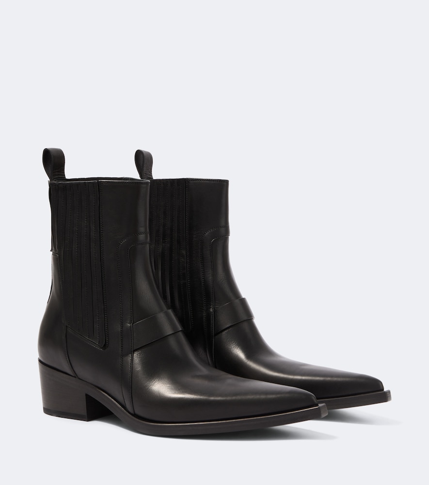 Ankle Boots Pointed Silver aus Leder