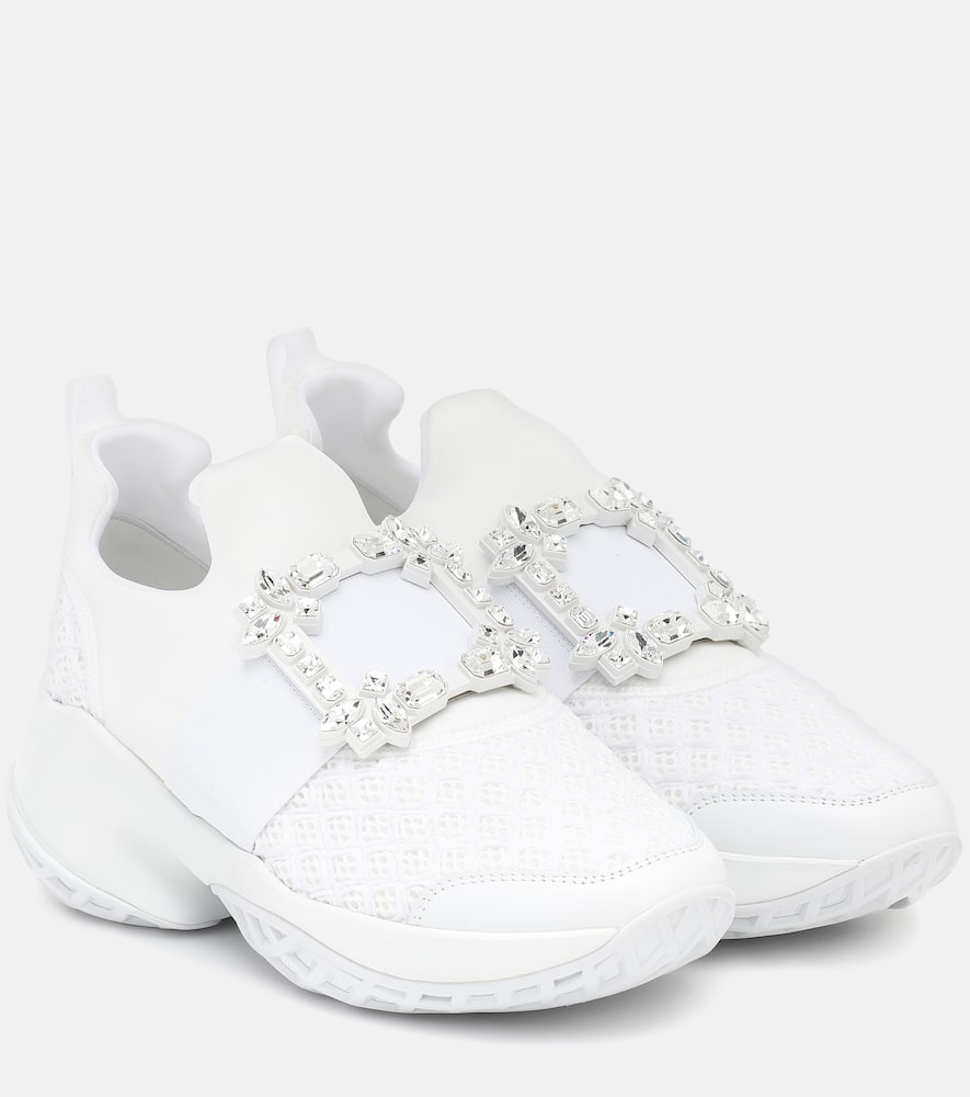 Shop Roger Vivier Viv' Run Embellished Sneakers In White