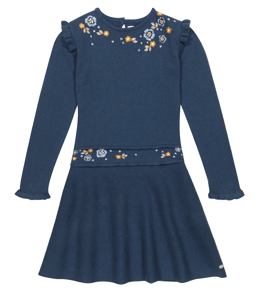 Tartine et Chocolat Embroidered wool-blend dress