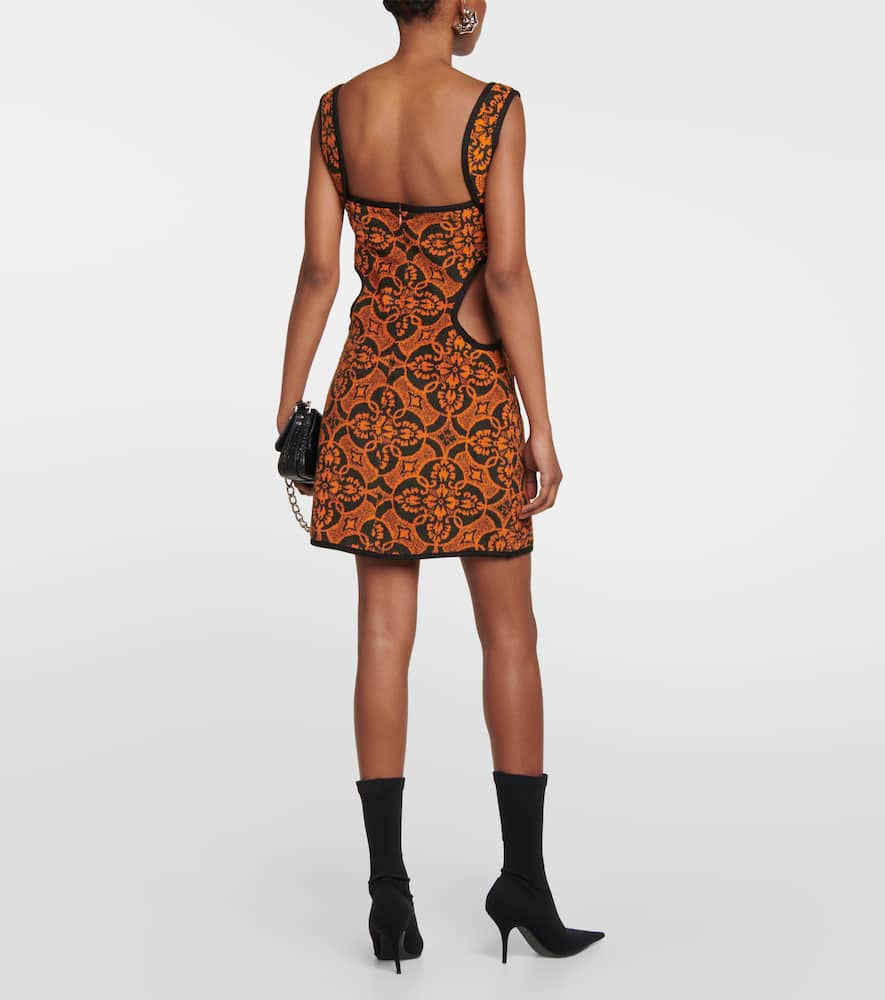 Marine Serre Floral Pattern Short Cotton Dress In Oriental Oroile