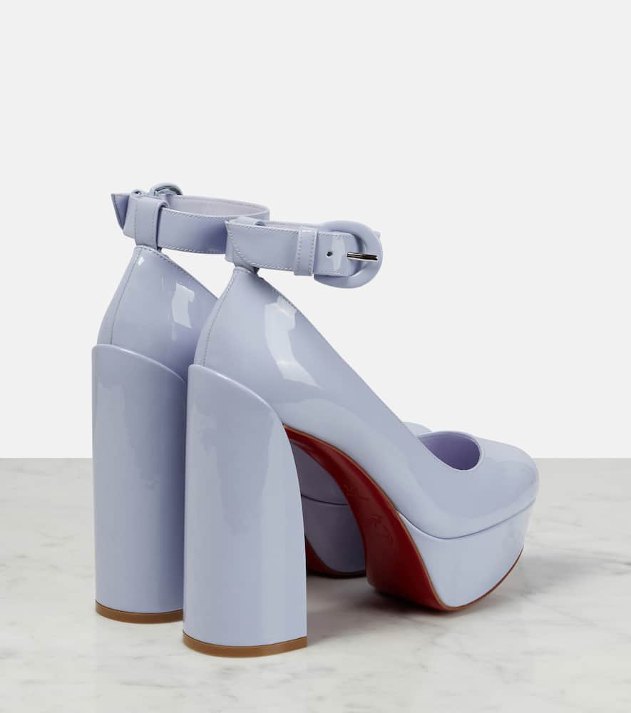 Christian Louboutin Plateau-pumps Movida Strap Aus Lackleder In Skylight/lin Skylight