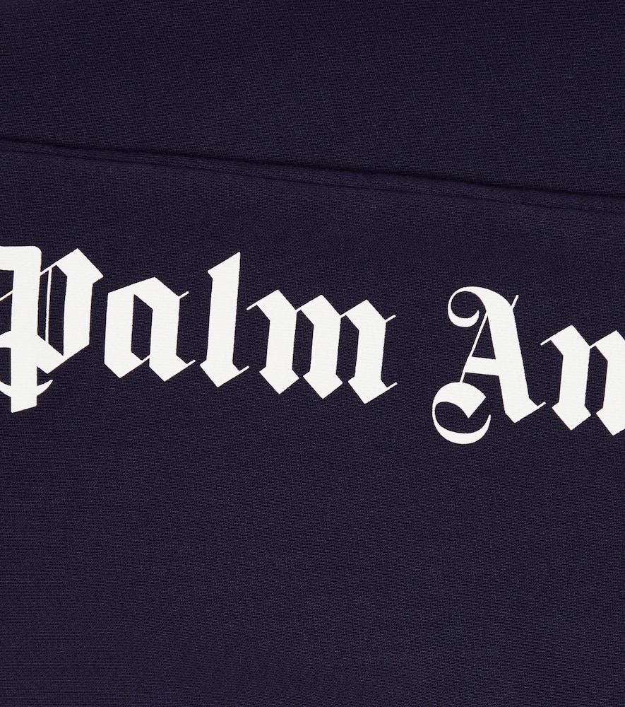 Palm Angels Logo Cotton Sweatpants In Navy Blue White
