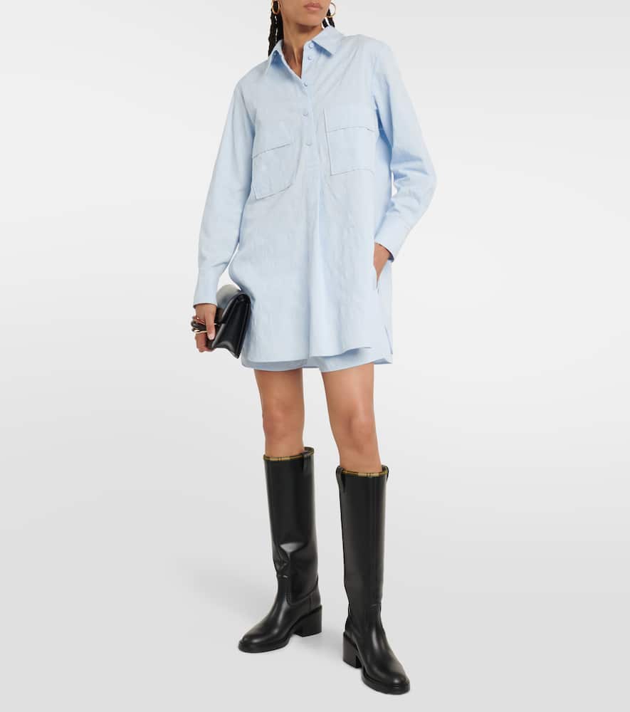 Chloé Oversized Shirt Blue Size 10 100% Cotton In Blue
