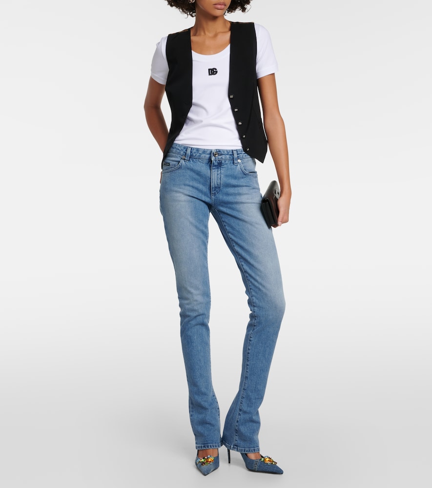 Dolce & Gabbana Crystal-embellished denim pumps