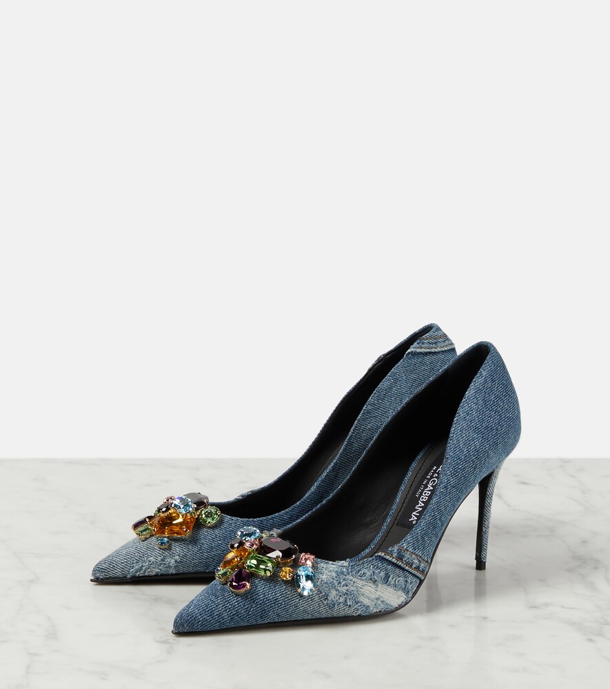  Dolce&gabbana Dolce&gabbana Crystal-embellished Denim Pumps 