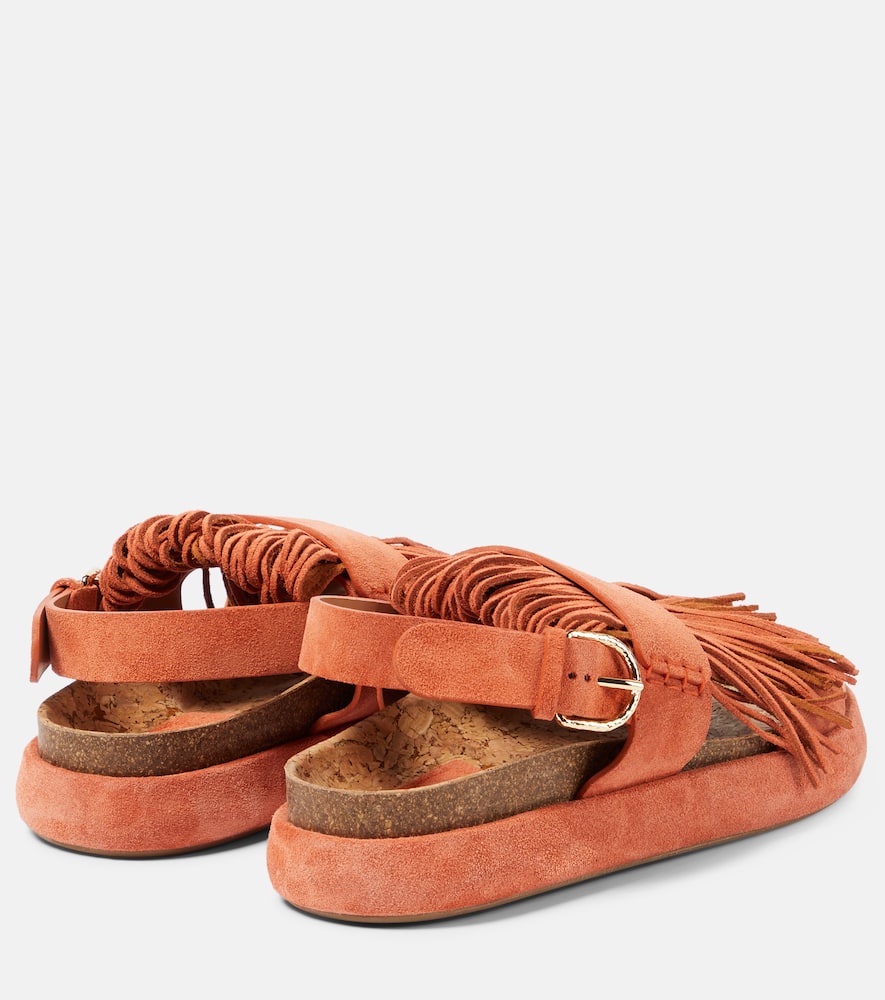 Shop Ulla Johnson Alba Fringed Suede Sandals In Pink