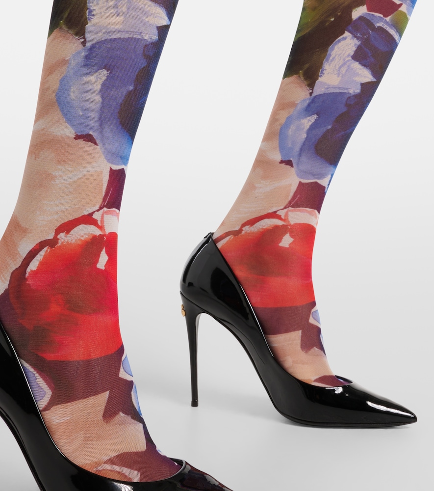 Dolce&gabbana Dolce&gabbana Bedruckte Strumpfhose Aus Tüll 