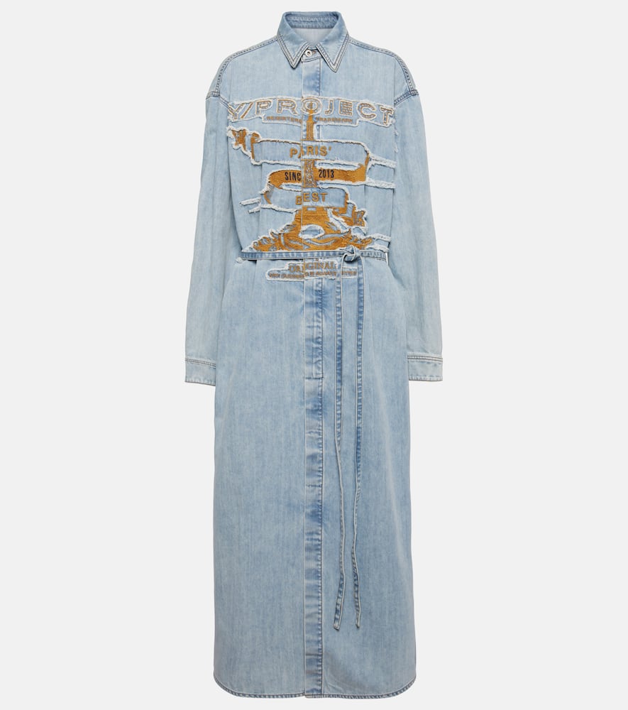 Shop Y/project Evergreen Paris' Best Denim Shirt Dress In Blue