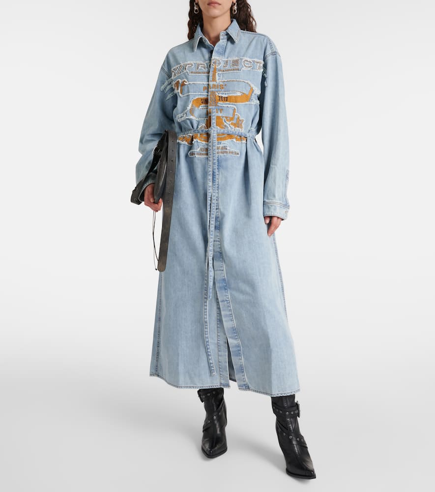 Shop Y/project Evergreen Paris' Best Denim Shirt Dress In Blue