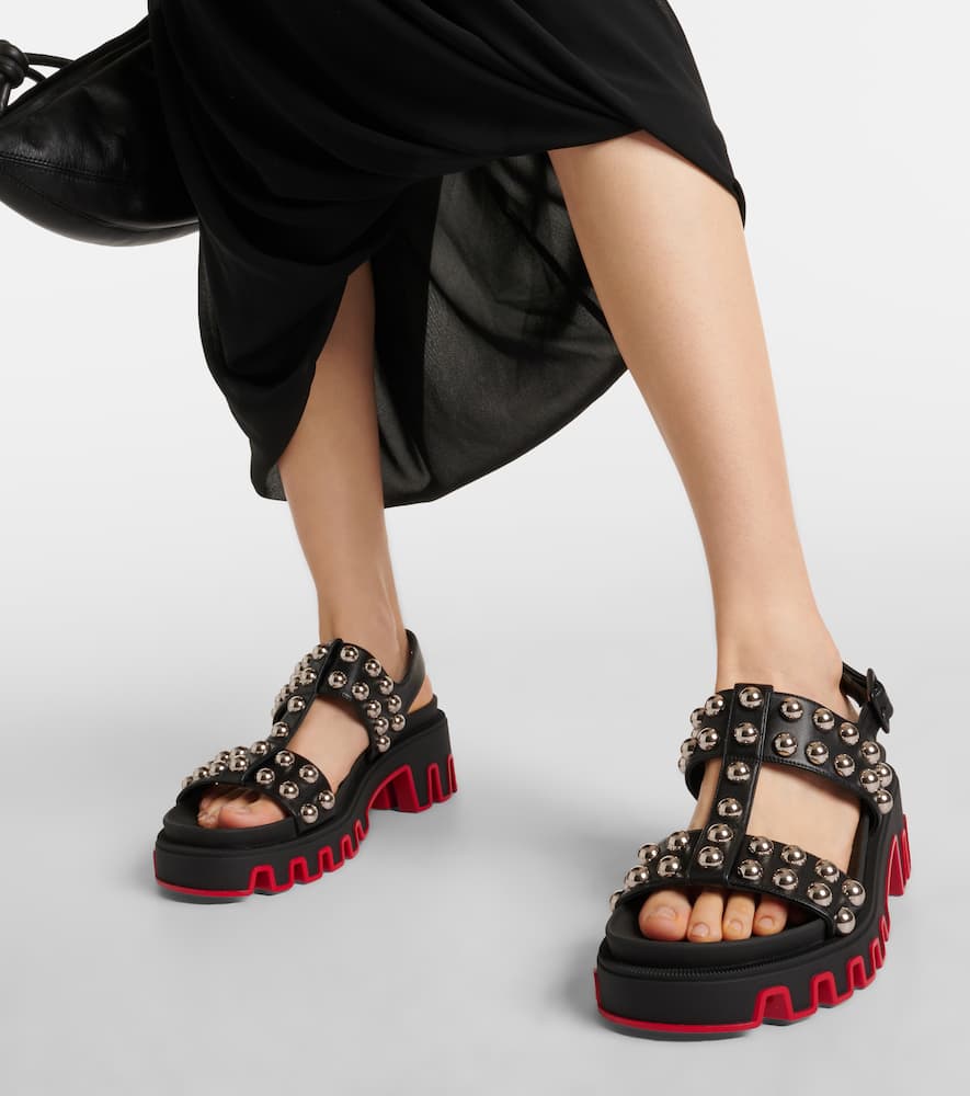 Christian Louboutin Duniclou Heeled Sandals In Black/lin Black