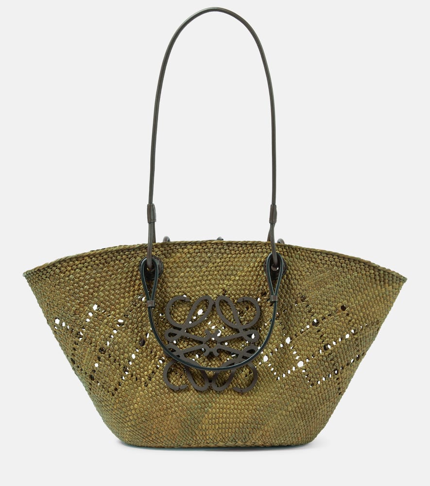 Loewe Small Anagram Basket Iraca Shoulder Bag In Brown