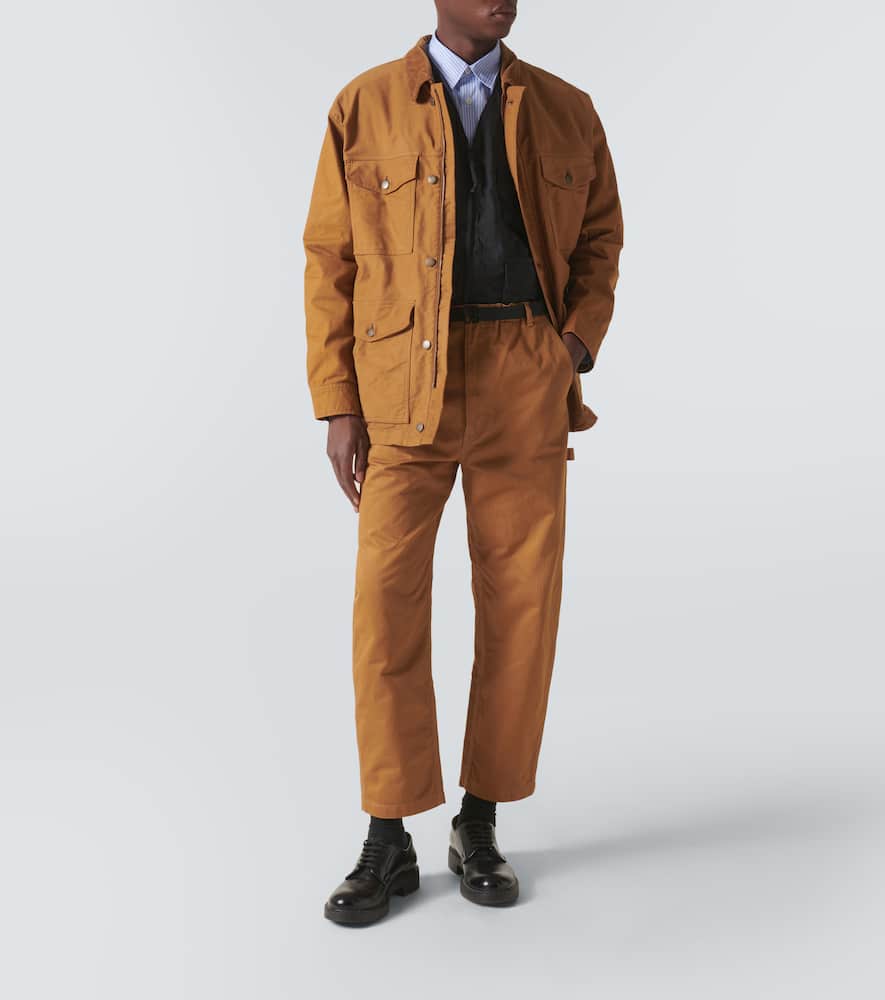 Comme Des Garçons Homme Deux Herringbone Cotton Straight Pants In Beige