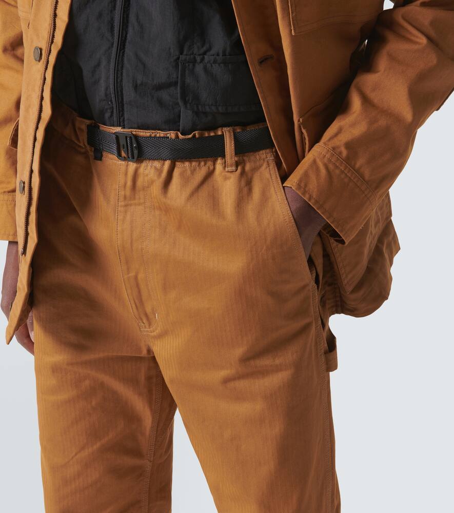 Comme Des Garçons Homme Deux Herringbone Cotton Straight Pants In Beige