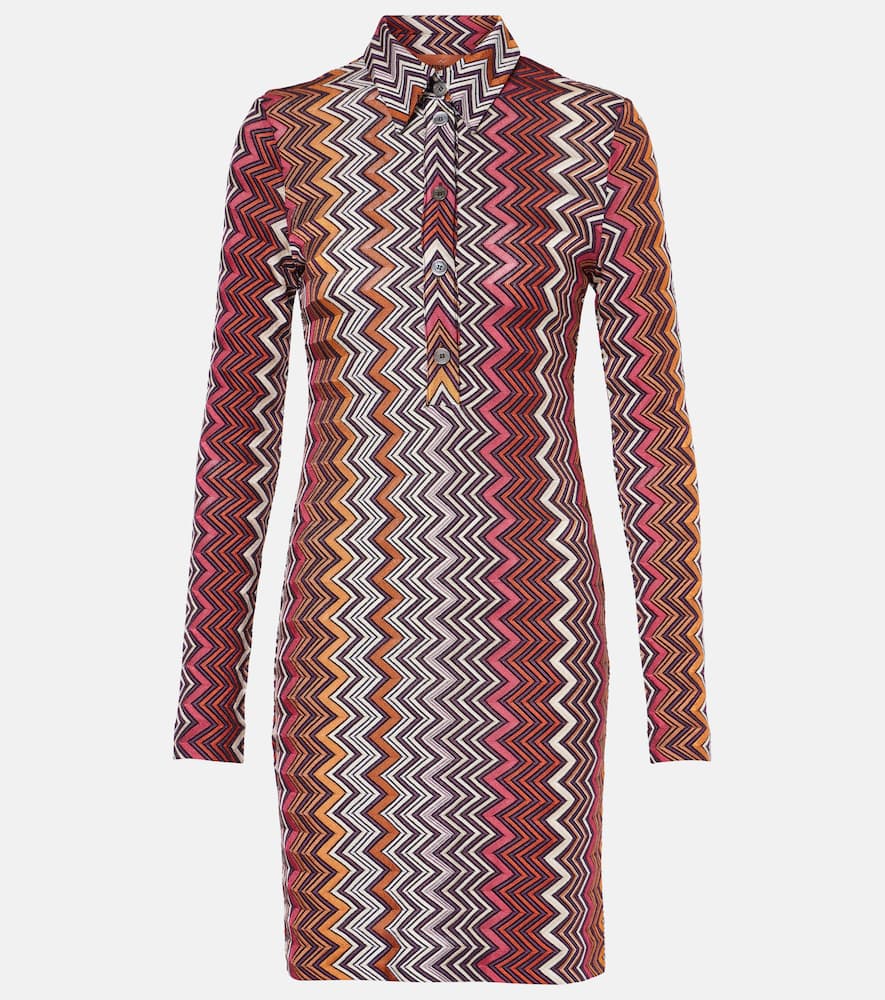Missoni Polo Cut Dress In Viscose And Zigzag Wool In Multicoloured
