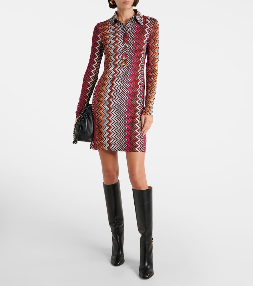 Missoni Polo Cut Dress In Viscose And Zigzag Wool In Multicoloured