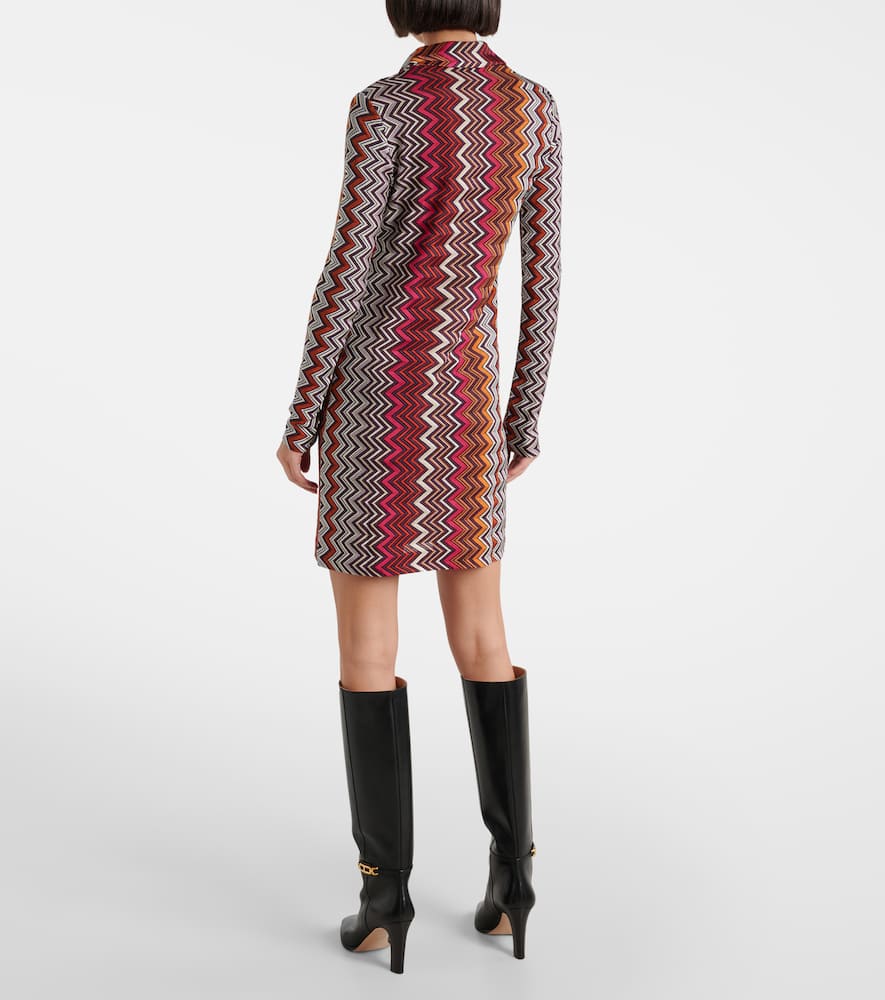 Missoni Polo Cut Dress In Viscose And Zigzag Wool In Multicoloured