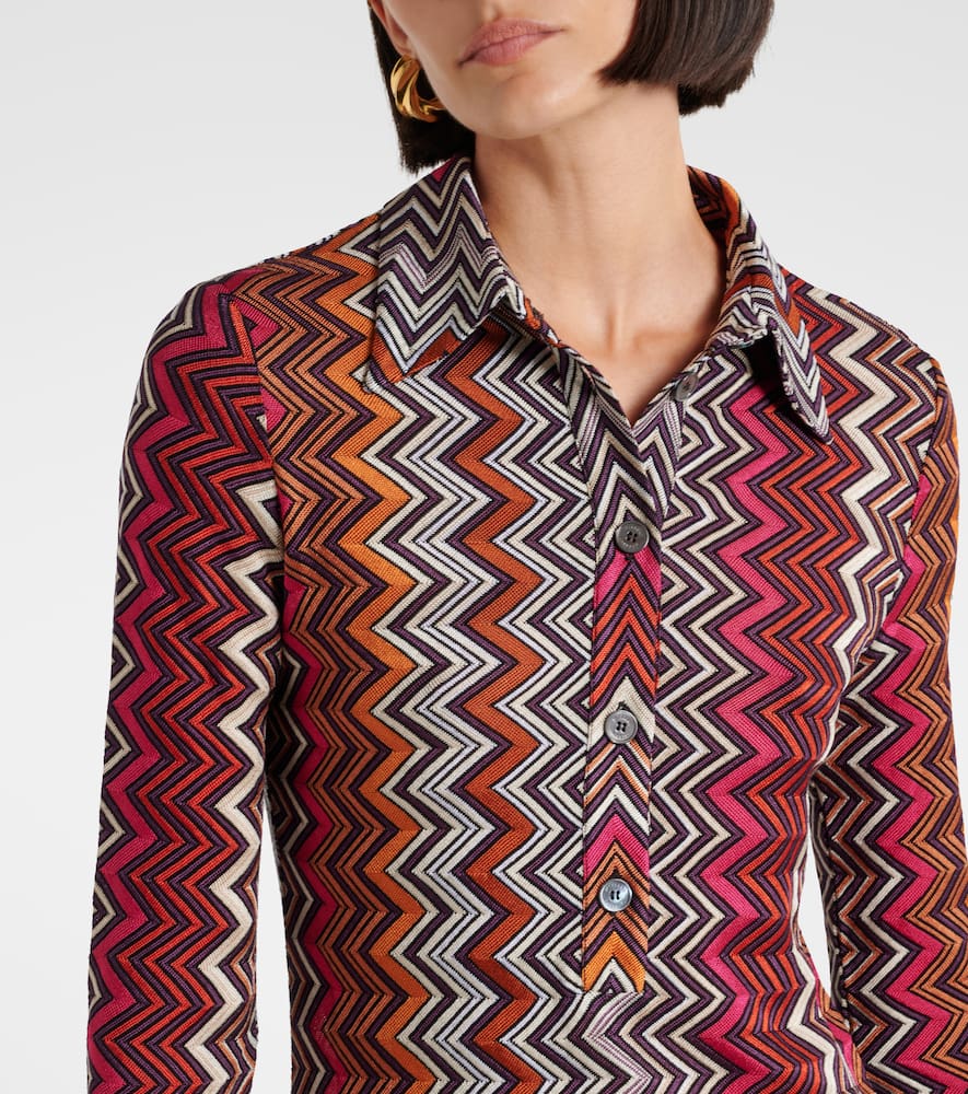 Missoni Polo Cut Dress In Viscose And Zigzag Wool In Multicoloured
