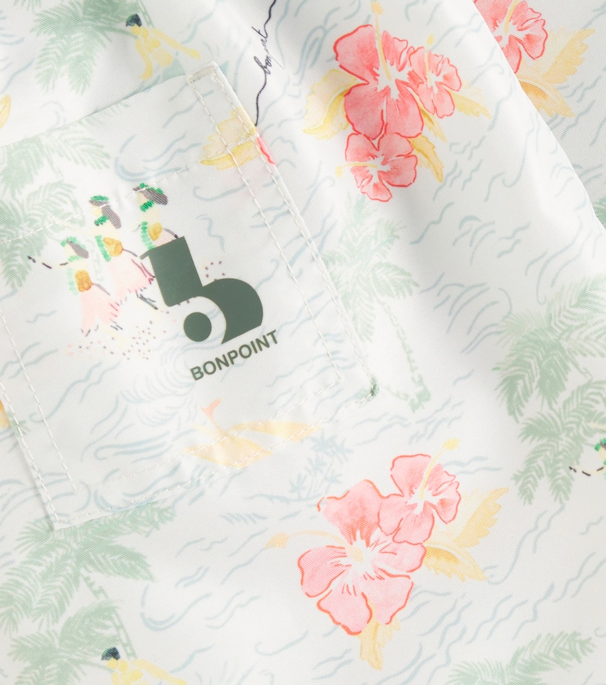 Bonpoint Ariel Printed Swim Trunks In Fl Bleu Aqua