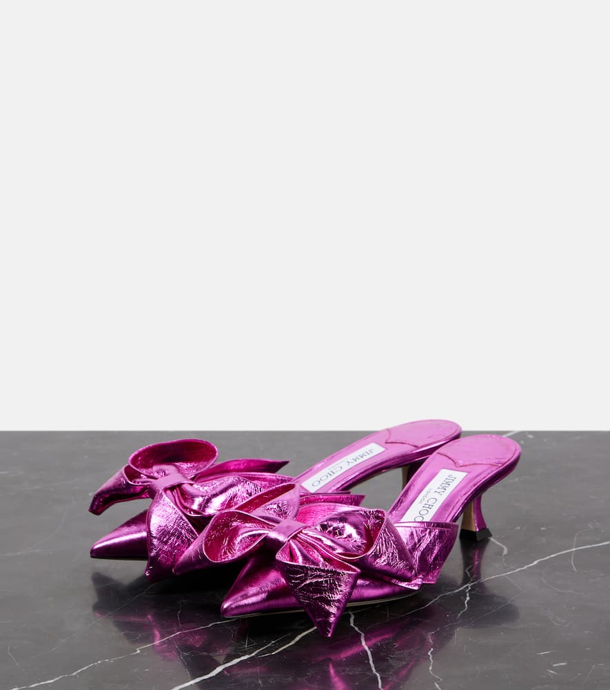 Jimmy Choo Staz 50 Metallic Leather Mules In Pink