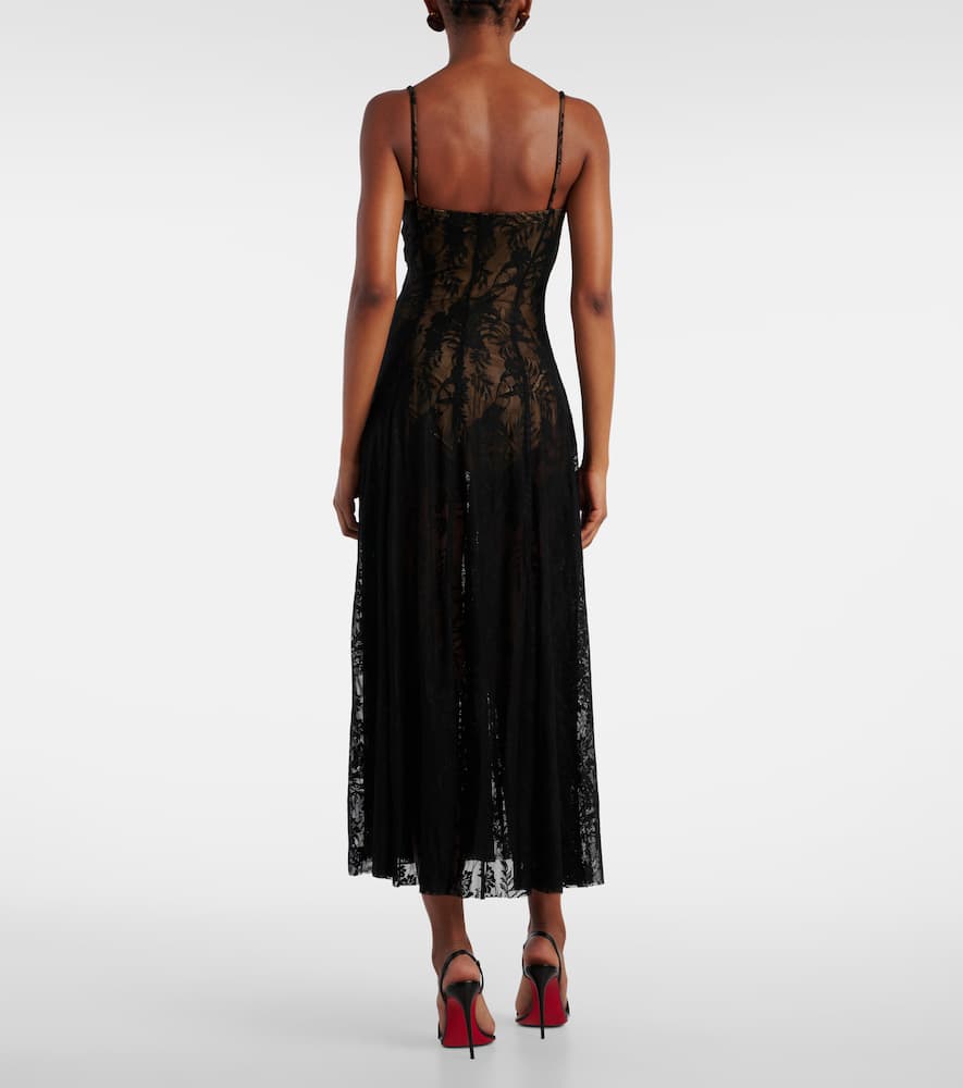 Norma Kamali Floral Lace Slip Dress In Black