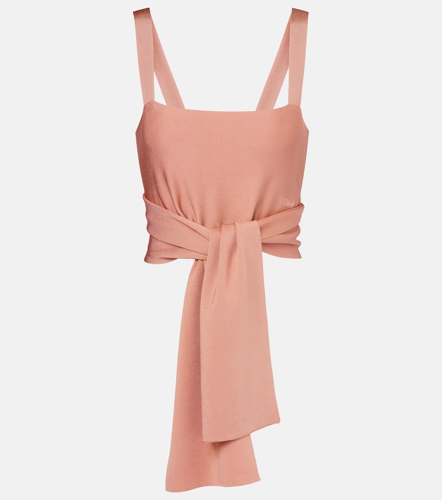 Chloé Cropped Jersey Wrap Top In Misty Coral