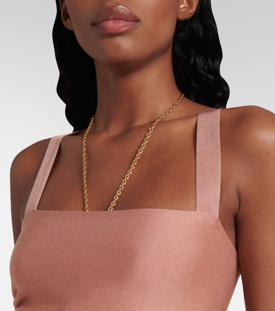 Chloé Cropped Jersey Wrap Top In Misty Coral