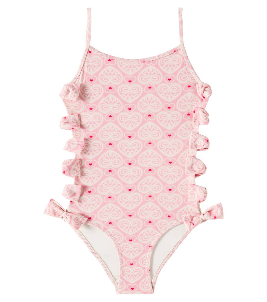 Konges Sløjd Edith bow-detail printed swimsuit