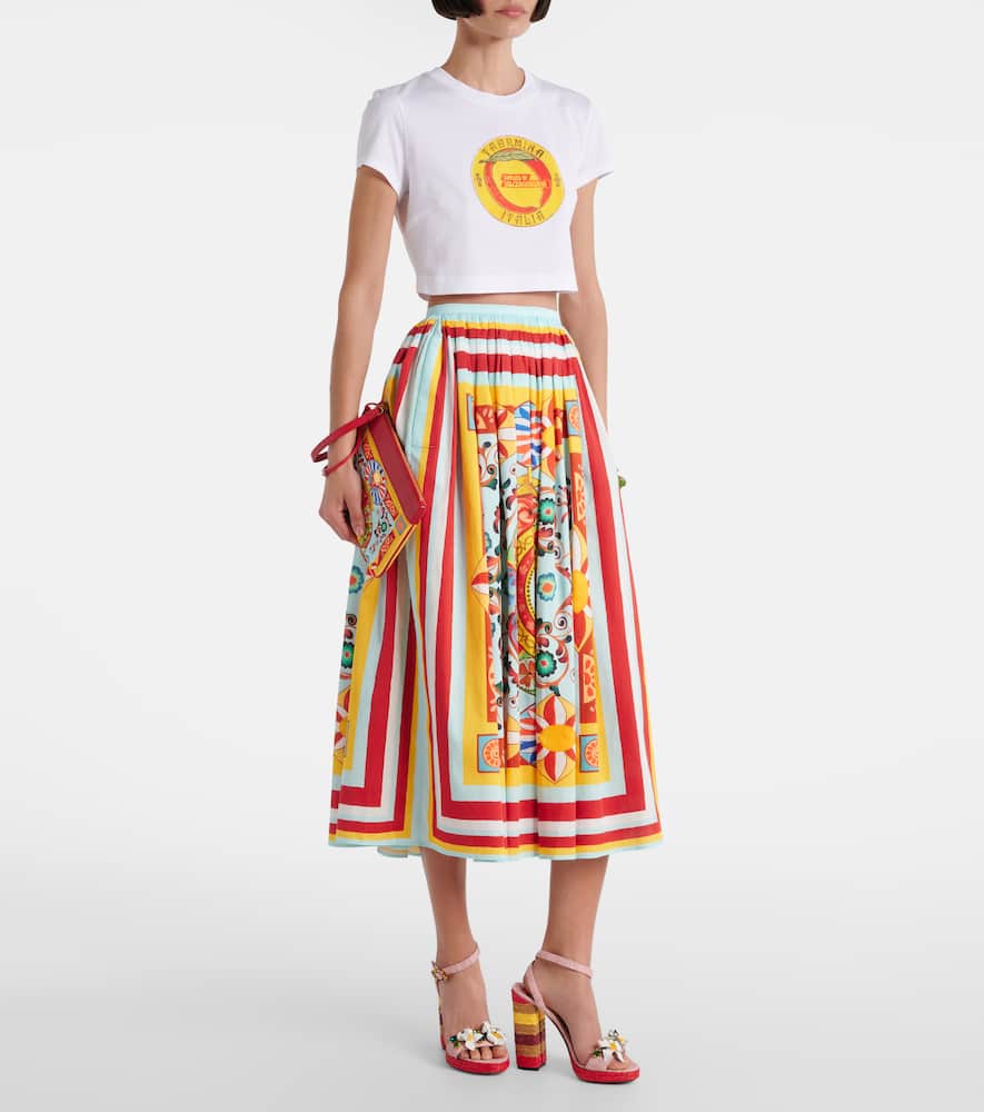 Dolce & Gabbana Cropped Printed Cotton T-shirt In White