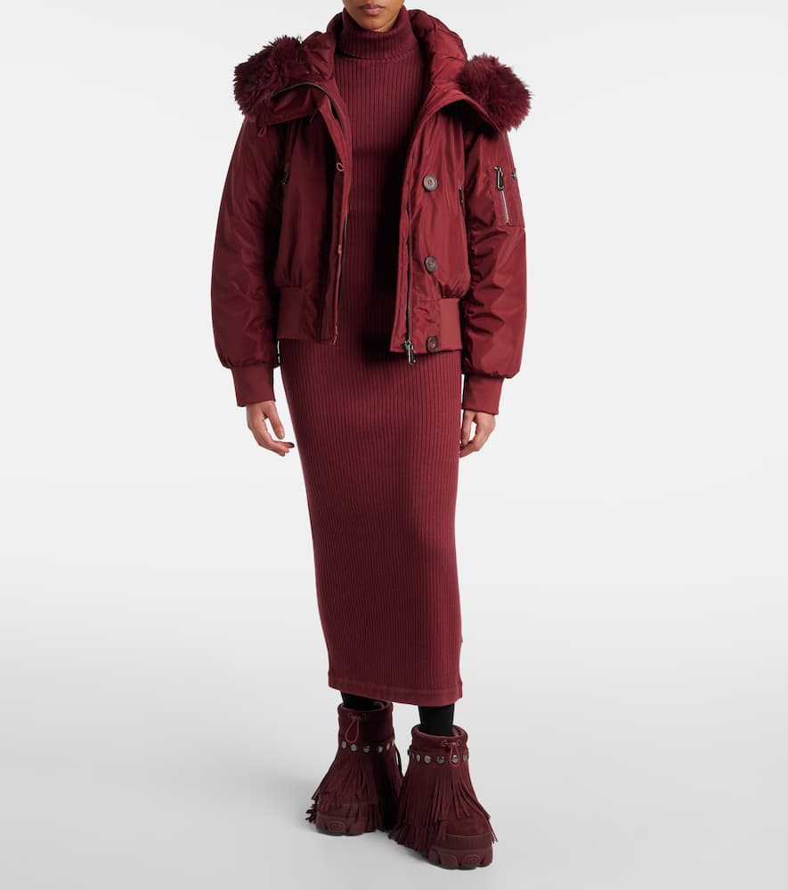 Goldbergh Vergara Fringed Suede Snow Boots In Burgundy