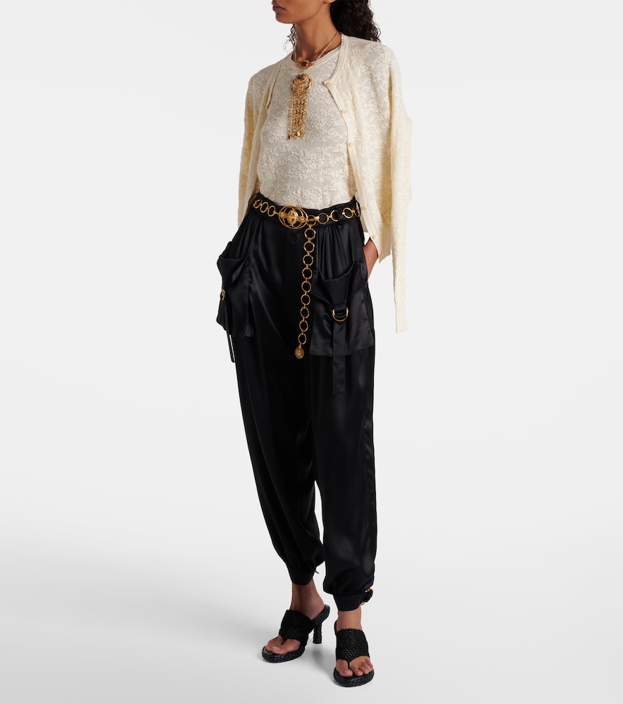 Chloé High-rise silk satin cargo pants