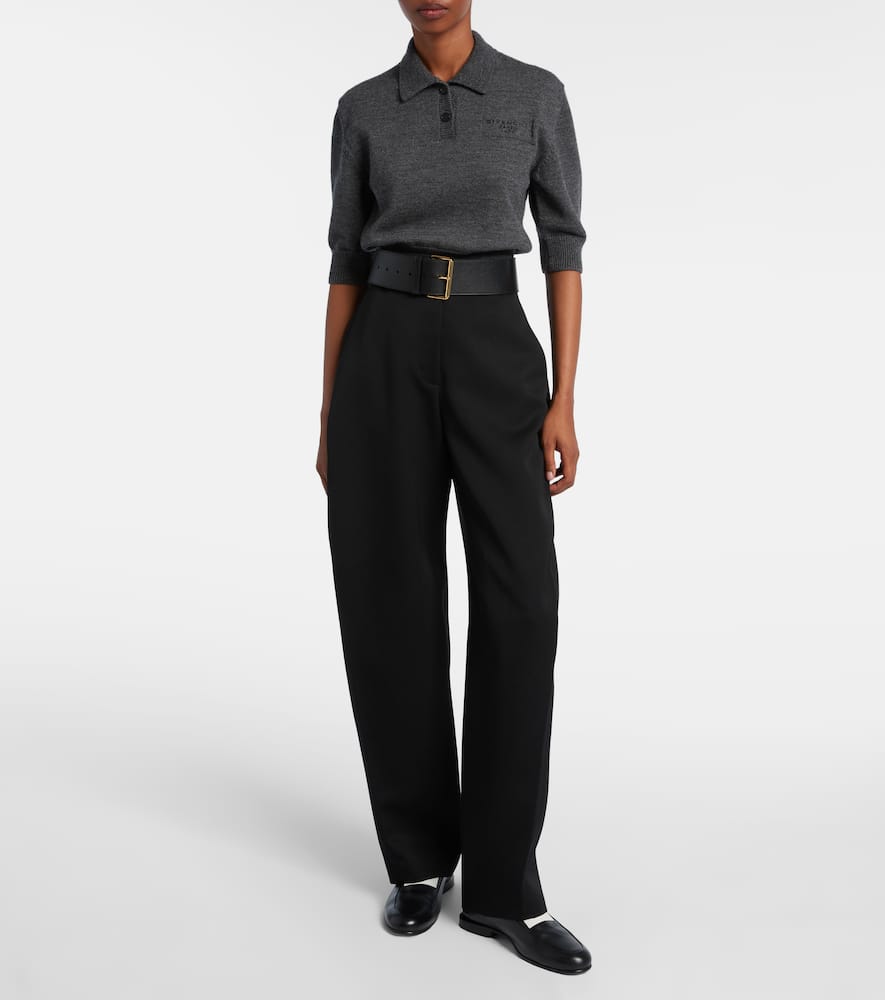 Givenchy Cropped Wool And Alpaca Polo Sweater In Gray