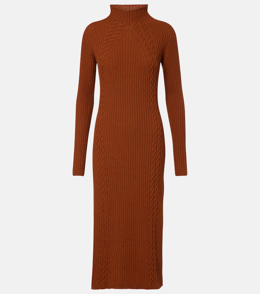 Max Mara Zelanda Wool-blend Midi Dress In Brown